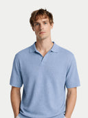 Men's Cashmere Silk Polo Celestial Blue detail view on white background #color_celestial-blue