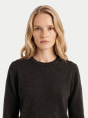 Cashmere Clean Crewneck Sweater in olive brown, worn by a model