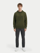 Men's Cashmere Pullover Black Forest worn by model, front view on white background