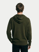 Men's Cashmere Pullover Black Forest worn by model, back view on white background