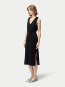 Black sleeveless cashmere dress on a white background. #color_graphite-black