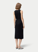 Black sleeveless cashmere dress on a white background. #color_graphite-black