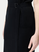 Black sleeveless cashmere dress on a white background. #color_graphite-black