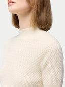 Women's Organic Short-Sleeve Textured Cashmere Top Off White - Gobi Cashmere 