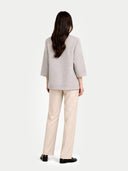 Women's Patch Pocket Cashmere Poncho Jacket Dawn Blue worn by model back view on white background