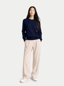 Women Mood Indigo C-Neck  Cashmere Sweater worn by model, front view on white background
