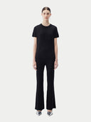A black silk cashmere t-shirt with a round neckline and short sleeves. #color_graphite-black