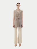 Cashmere vest with double-breasted design on a white background #color_taupe