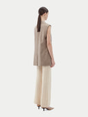 Organic Colour Cashmere Double-breasted Vest Taupe - Gobi Cashmere