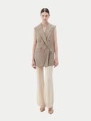 Cashmere vest with double-breasted design on a white background #color_taupe
