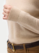 Essential Organic Cashmere Mock Neck Pullover Beige - Gobi Cashmere