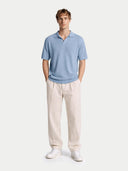 Men's Cashmere Silk Polo Celestial Blue detail view on white background #color_celestial-blue