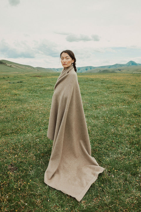 Cashmere Large Blanket with Fringe, editorial photo