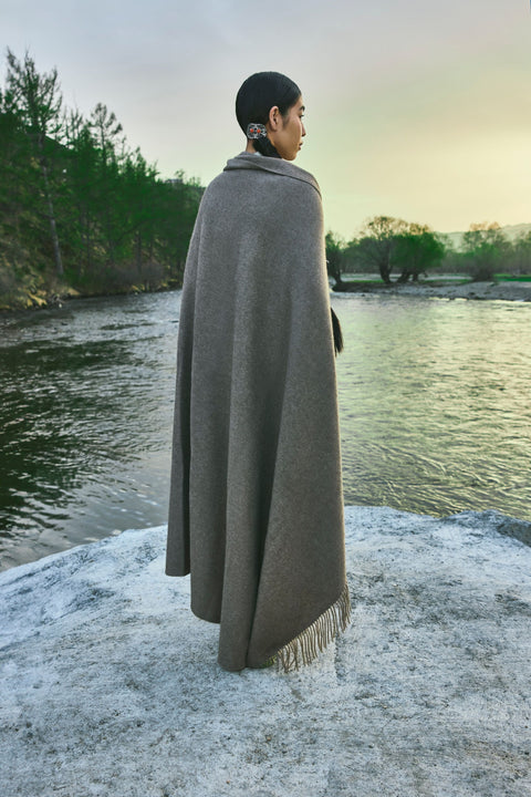 Cashmere Large Blanket with Fringe, editorial photo