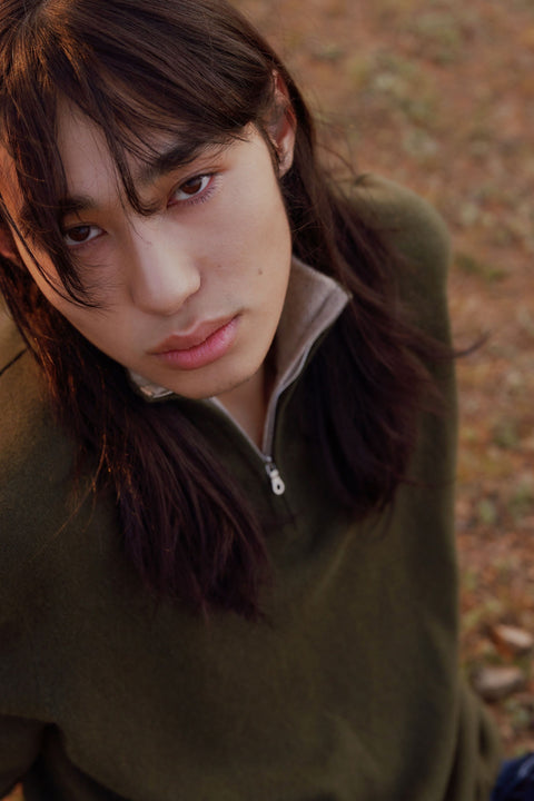 Essential Half-Zip Cashmere Sweater, editorial photo