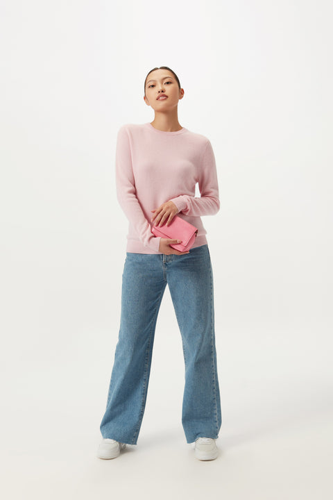 Essential Natural Color Cashmere Crewneck Sweater, editorial photo