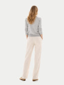 Timeless Cashmere V-Neck Sweater High Rise worn by model, back view, on white background
