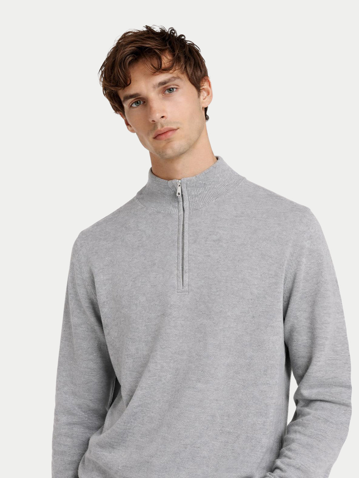 Men's Cashmere Half-Zip Sweater – Urban Silver | GOBI