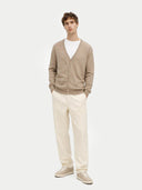 Essential Organic Cashmere Colour V-Neck Cardigan Taupe - Gobi Cashmere