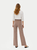 Women's Cashmere Pants Taupe worn by model, back view on white background