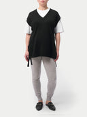 Over Bump Maternity Cashmere Knit Pants Grey worn by model, front view on white background