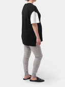 Over Bump Maternity Cashmere Knit Pants Grey worn by model, back view on white background