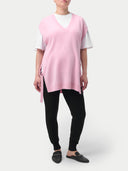 Over Bump Maternity Cashmere Knit Pants Black worn by model, detail view on white background