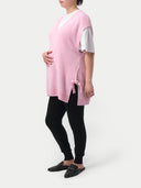 Over Bump Maternity Cashmere Knit Pants Black worn by model, side view on white background