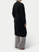 Women's Wide-Leg Knitted Maternity Cashmere Pants Dawn Blue worn by model, back view on white background