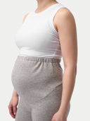 Women's Wide-Leg Knitted Maternity Cashmere Pants Dawn Blue worn by model, detail view on white background