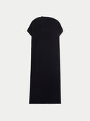 Women's Black Cashmere Tie-Neck Dress back view on white background
