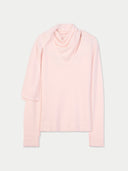 Women's Peach Blush Cashmere Sweater with Draped Scarf back view on white background