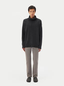 Men's Cashmere Turtleneck Charcoal worn by model, front view on white background