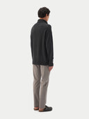 Men's Cashmere Turtleneck Charcoal worn by model, back view on white background