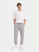 Men's Cashmere Jogger Light Gray worn by model, front view on white background