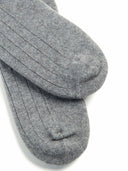 Unisex Cashmere Trim Knit Bed Socks Dim Gray detail view on white background