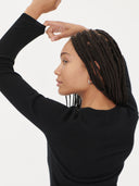 Essential Cashmere Crewneck Cardigan #color_black