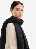 Unisex Cashmere Oversized Woven Scarf Charcoal - Gobi Cashmere
