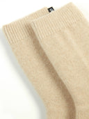  Unisex Cashmere Rib Knit Bed Socks Beige detail view on white background