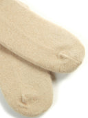  Unisex Cashmere Rib Knit Bed Socks Beige  detail view on white background