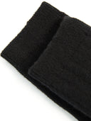 Unisex Cashmere Trim Knit Bed Socks Black detail view on white background