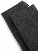 Unisex Cashmere Trim Knit Bed Socks Charcoal detail view on white background