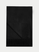 Unisex Cashmere Oversized Woven Scarf Black detail view on white background
