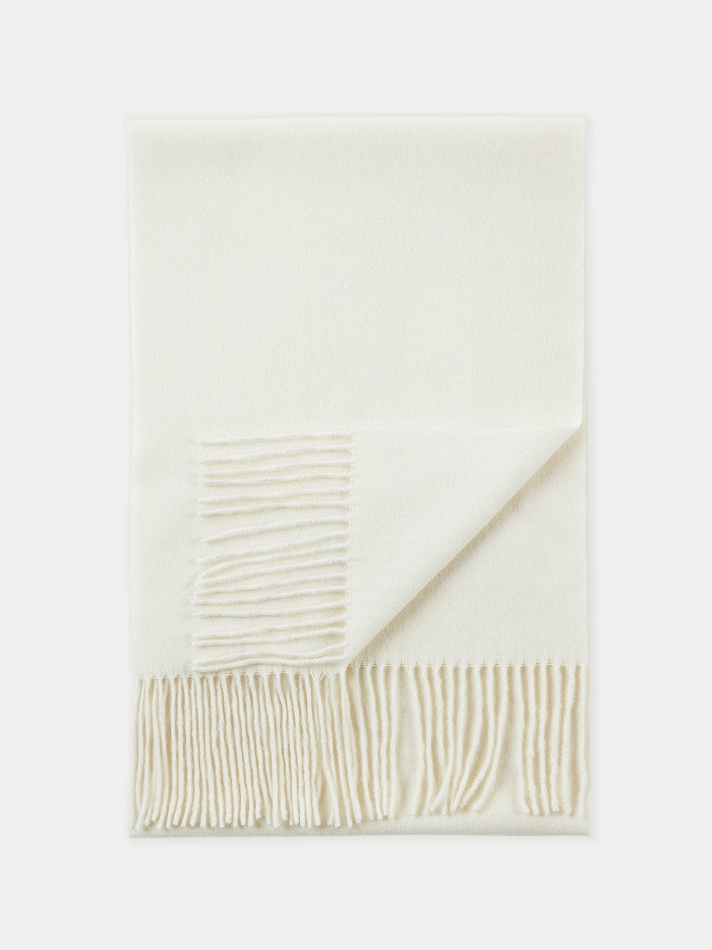 Men's Cashmere Fringed Scarf White | Gobi Cashmere