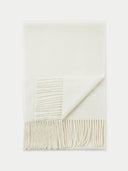 Organic Colour Cashmere Fringed Scarf Off White - Gobi Cashmere