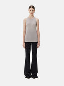 Light gray ribbed cashmere tank top on a white background #light_taupe
