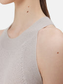 Light gray ribbed cashmere tank top on a white background #light_taupe