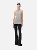 Light gray ribbed cashmere tank top on a white background #light_taupe