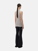 Light gray ribbed cashmere tank top on a white background #light_taupe