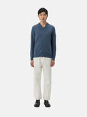 Blue zip-up cashmere bomber on a light gray background #color_china-blue